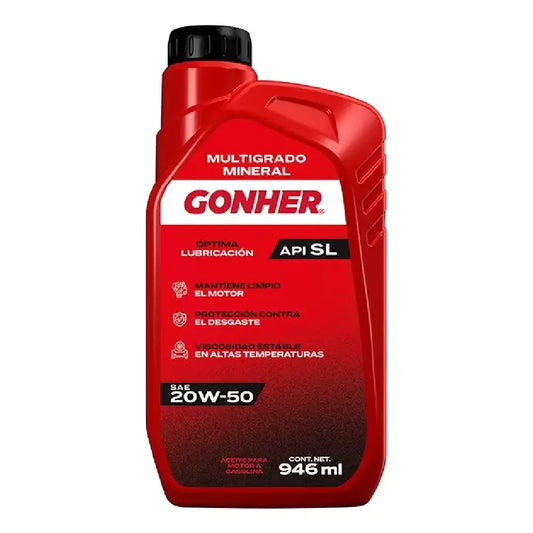 ACEITE GONHER SAE 20W50 MULTIGRADO MINERAL API SL 1L