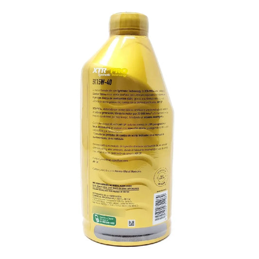 ACEITE QUAKER SAE 15W40 STATE XTR-PRO SYNTHETIC TECHNOLOGY API SP MULTIGRADO MOTOR A GASOLINA 1L