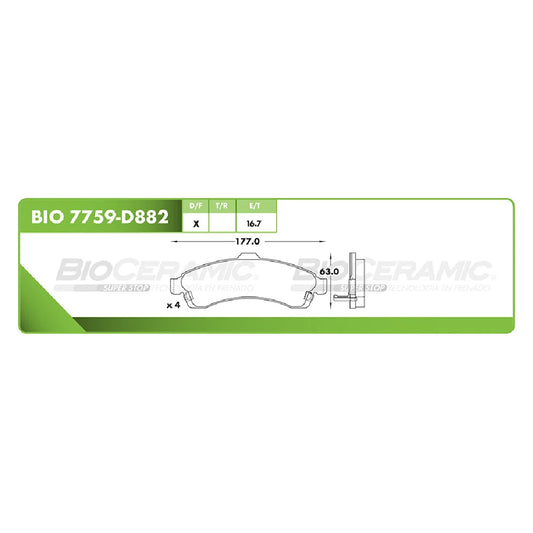 BALATA DELANTERO DISCO CERAMICA RAYBESTOS GM TRAILBLAZER 02-05, TRAILBLAZER (M7759D882FRE)(M7759ZD882FRI)
