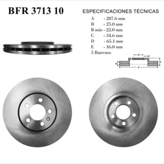 ROTOR FRENO DE DISCO RUVILLE VENTILADO PARA AUDI A3 1.8L L4 99-04 , 0 04/VOLKSWAGEN BEETLE GLX 2.5L