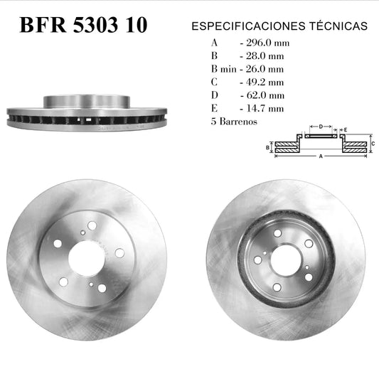 DISCO DEL TOYOTA CAMRY 02-06 SIENNA 04-09