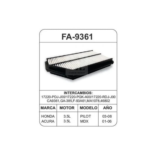 FILTRO AIRE 3.5L PILOT 03-08 ACURA 01-06 / HONDA V6 3.5L UNIFIL