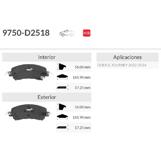 BALATA FARET DEL DODGE JOURNEY 22-24