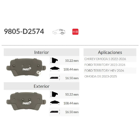 BALATA TRAS FARET HYUNDAI TUCSON 21-24
