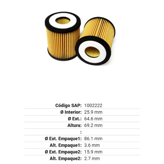 FILTRO GONHER PARA ACEITE DE MAZDA.