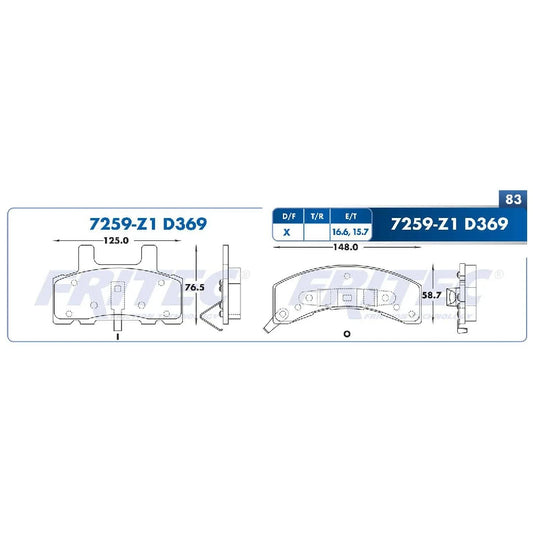 BALATA DEL FRITEC CHEV C1500/K1500 88-91 (SPC7259Z1D369FRI)