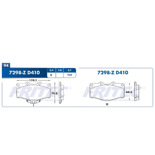 BALATA FRITEC DEL . TOYOTA PICK UP 89-94/TACOMA 95-04.