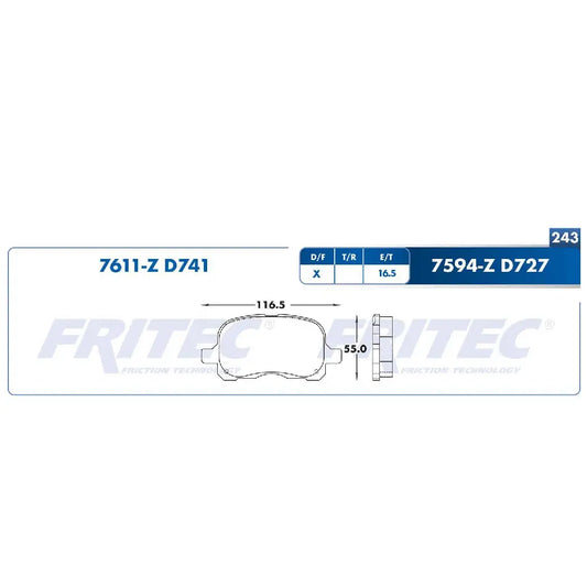 JGO BALATA DEL FRITEC TOYOTA COROLLA 98-02