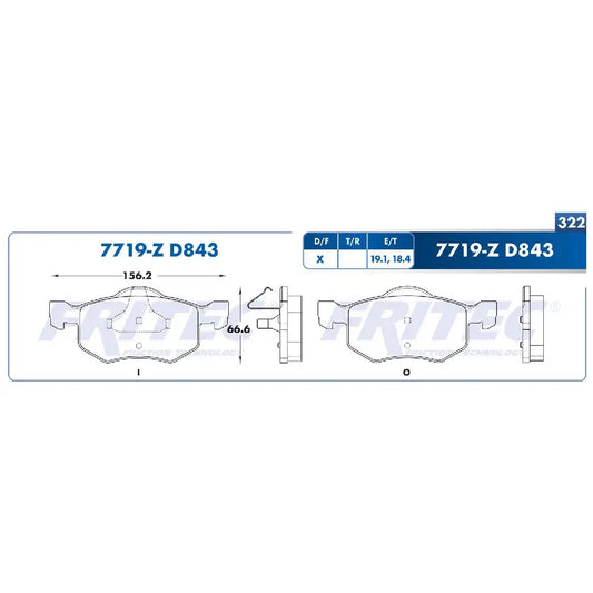 BALATA FRITEC DEL FORD ESCAPE 01-07 MARINER 05-07 (SPC7719ZD843FRI)