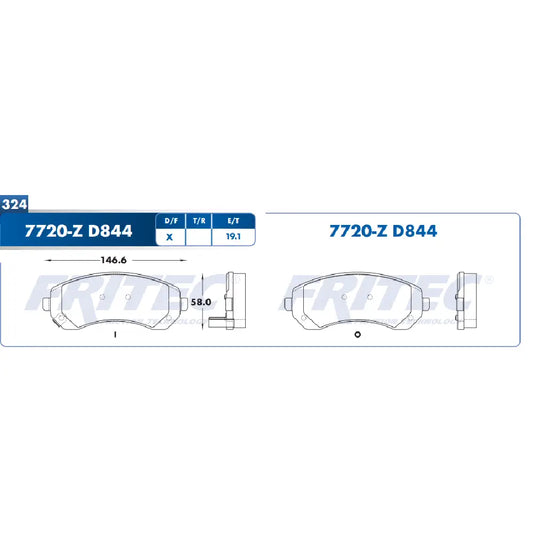 BALATA DE DISCO FRENO FRITEC DEL PARA PONTIAC TRUCK AZTEK 01-05