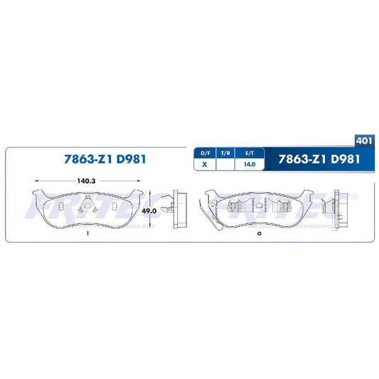 BALATA PARA FRENO DE DISCO TRAS. JEEP LIBERTY (03-07)