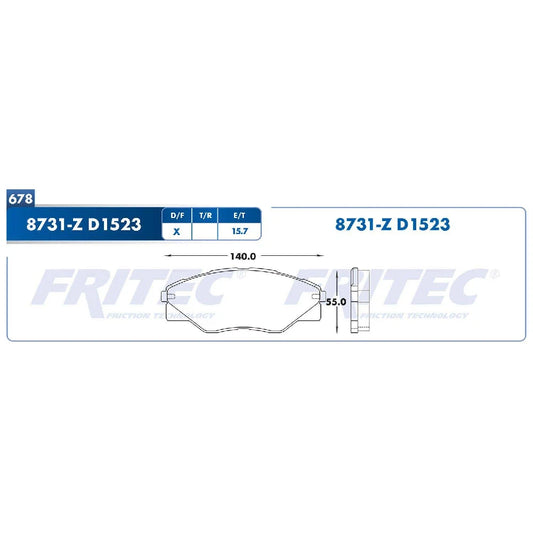 JGO BALATA DEL FRITEC TOYOTA HILUX 12-15 (SHD8731ZD1523FRI)
