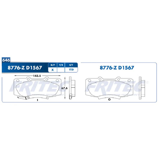 BALATA DEL FRITEC TOYOTA HILUX 09-13(SDH8776ZD1567FRI)