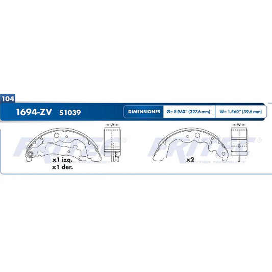 BALATA TRASERO RENAULT DUSTER 2014