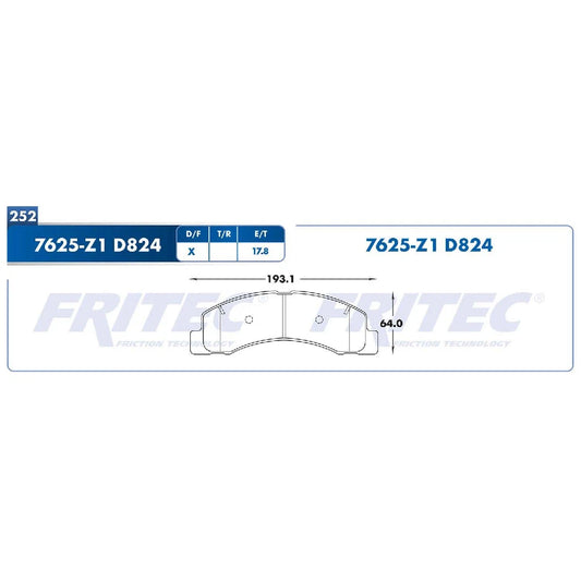 BALATA DEL FRITEC FORD SUPER DUTY F250/F350 99-04. (SPC7625Z1D824FRI) (M7625Z1D824FRI)