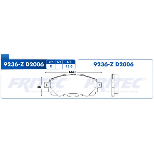 BALATA FRITEC DEL TOYOTA HILUX 16-19, (D20069236FP)