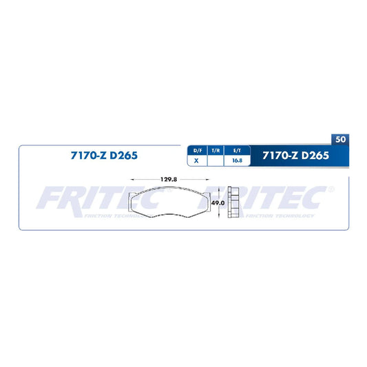 BALATA DEL NISSAN PICK UP 720 85-92 - ICHI VAN 87-94 - MAXIMA 88 (M7170ZD265FRI)