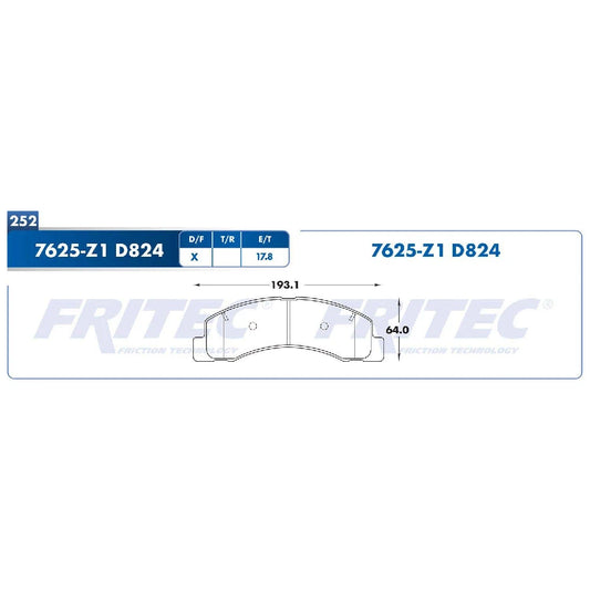 BALATA DEL FRITEC FORD SUPER DUTY F250/F350 99-04 (SHD7625Z1D824FRI) (M7625Z1D824FRI)