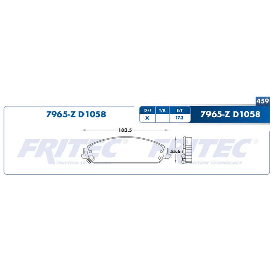 BALATA FRENO DE DISCO FRITEC DEL DODGE AVENGER 13-14 CALIBER 08-09 CHALLENGER 08 10-16 CHARGER 06-07(M7965ZD1058FRI)