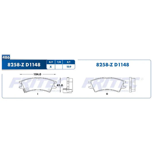 BALATA FRITEC DE DISCO FRENO DEL.PARA DODGE ATOS 01-07 (M8258ZD1148FRI)