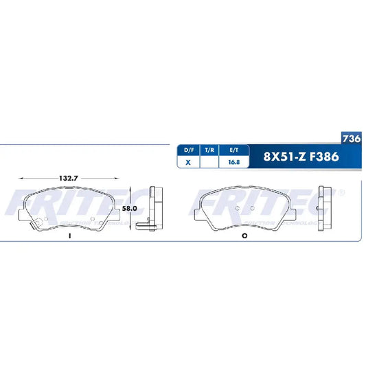 BALATA FRITEC DEL DODGE ATTITUDE, KIA RIO 12-17