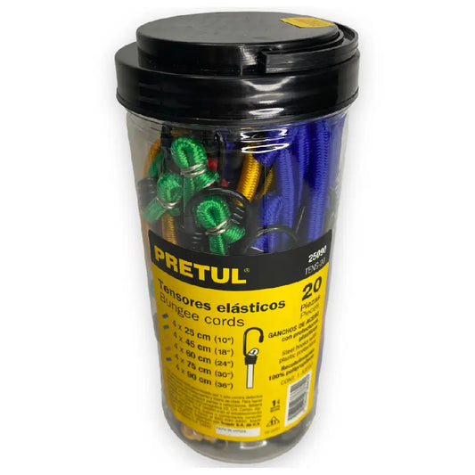 JUEGO DE 20 TENSORES ELASTICOS PRETUL