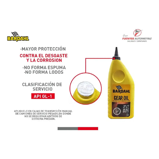ACEITE BARDAHL SAE 140 API GL 1 MONOGRADO TRANSMISION MANUAL 1L