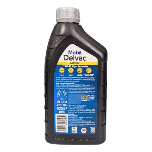 ACEITE MOBIL SAE 15W40 DELVAC MODERN SUPER PROTECCION DIESEL 1L.