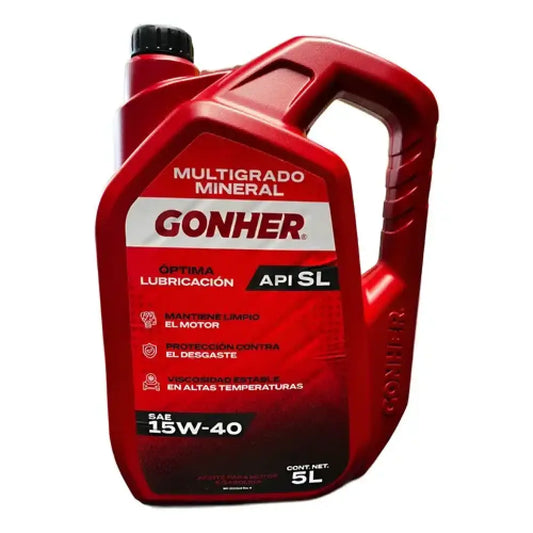ACEITE GONHER SAE 15W40 MULTIGRADO MINERAL API SL 5L