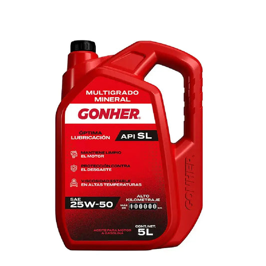 ACEITE GONHER SAE 20W50 MULTIGRADO MINERAL API SL 5L