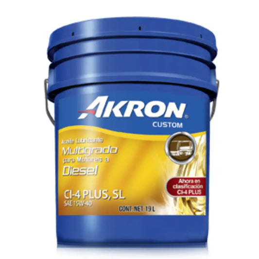 ACEITE AKRON SAE 15W40 CUSTOM CL-4 DIESEL PLUS CUBETA 19L