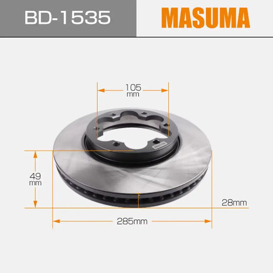 DISCO FRENO DEL MASUMA TOYOTA HIACE 4L 2.7 06-19 (6 BARRENOS)