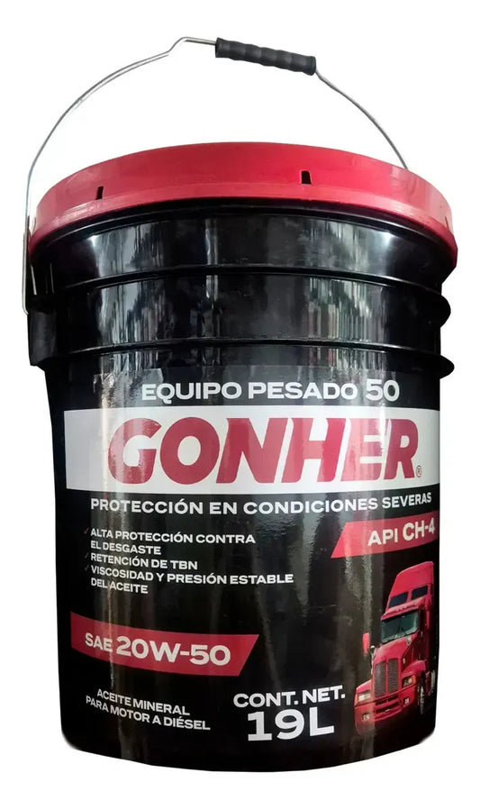 ACEITE GONHER SAE 20W50 MINERAL API CH-4 PARA MOTOR A DIESEL 19L
