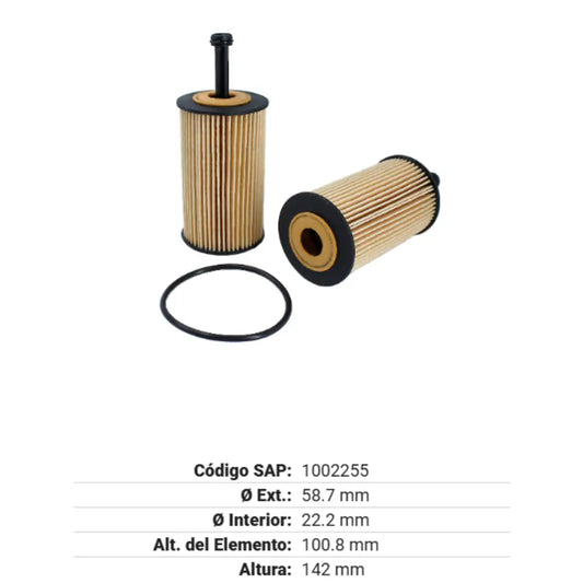 FILTRO PARA ACEITE GONHER PEUGEOT PARTNER L4 1.6 (03-10) - 206 L4 1.6 (01-08) -GRAN RAID L4 1.6 (07-