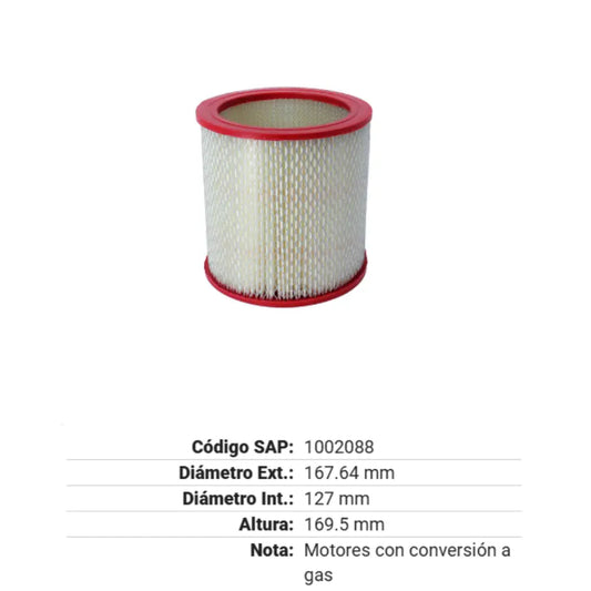 FILTRO PARA AIRE GONHER CHEV. 3500 MOTOR A GAS V8 97-00