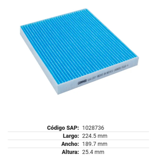 FILTRO PARA CABINA GONHER CHEVROLET AVEO L4 1.5L (18-21)