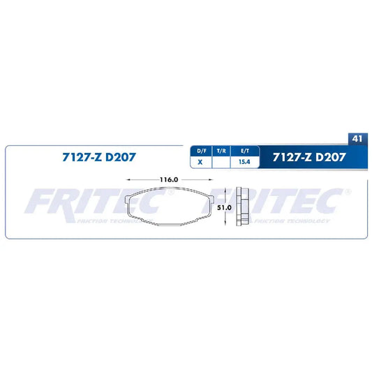 BALATA FRITEC DEL DEL ISUZU PICKUP 90-95 / TOYOTA CRESSIDA 81-88 / PICKUP 84-95 (WD207)