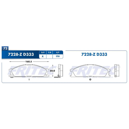 BALATA FRITEC DEL NISSAN PICKUP D21 95-08 4CIL 2.4L (SHD7228ZD333FRI)