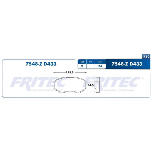 BALATA DE DISCO FRENO DEL FRITEC PARA TOYOTA CRESSIDA 89-92