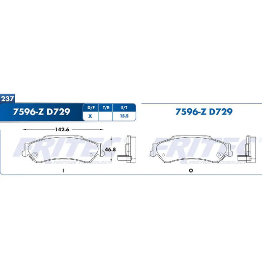 BALATA FRITEC TRAS CHEVROLET BLAZER (97-05) JIMMY (97-05) SONOMA (98-04)