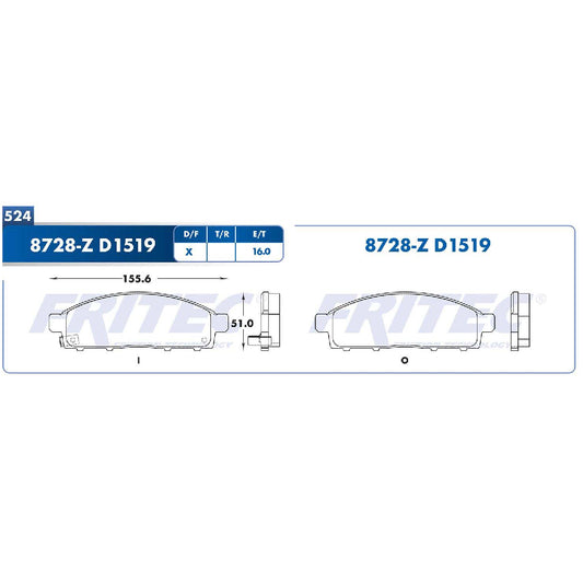 BALATA FRITEC DEL MITSUBISHI L200 4CIL 09-15 MONTERO 09-12 (SHD8728ZD1519FRI)