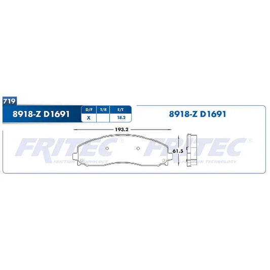 BALATA FRITEC DISCO TRAS FORD SUPER DUTY F250/F350/F450 13-17 (SHD8918ZD1691FRI)