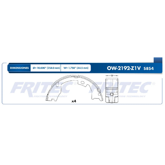 BALATA DE TAMBOR TRAS FRITEC DODGE RAM 1500 06-09 / RAM 2500 06-10 / F-250 SUPER DUTY 05-12