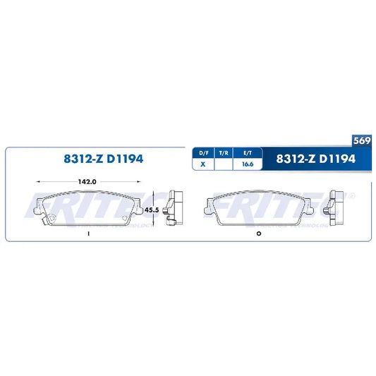 BALATA DISCO FRITEC TRAS CHEVROLET TRUCK SUBURBAN 1500 07-14 (SPC8312ZD1194FRI)