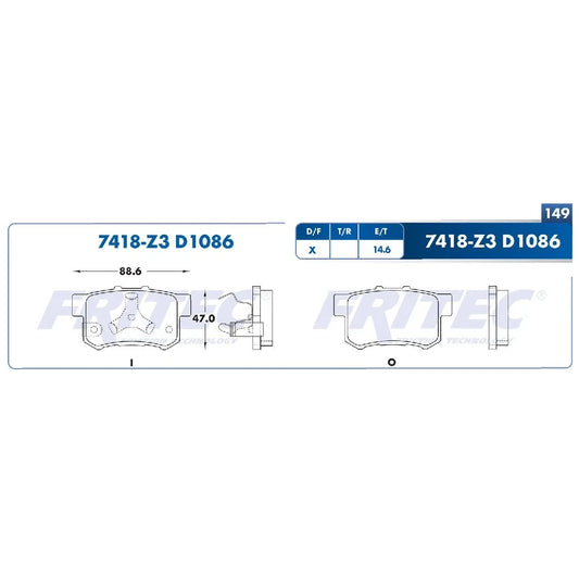 BALATA TRAS FRITEC HONDA CRV 07-16