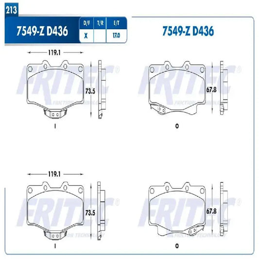 JGO BALATA DEL FRITEC TOYOTA HILUX 04-08 - TACOMA 95-04 - 4RUNNER 01-02 (M7549ZD436FRI)