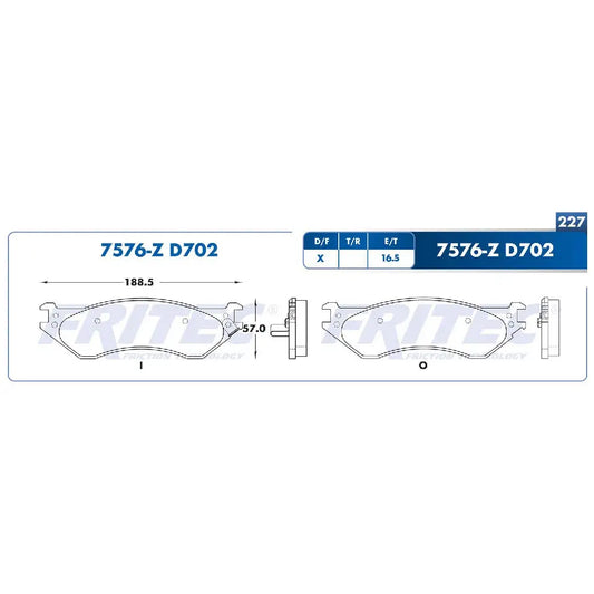 BALATA FRITEC DEL FORD EXPEDITION 96-02/LOBO 97-04/F150 00-04/F250 97-99. (D7027576) (SPC7576ZD702FRI)