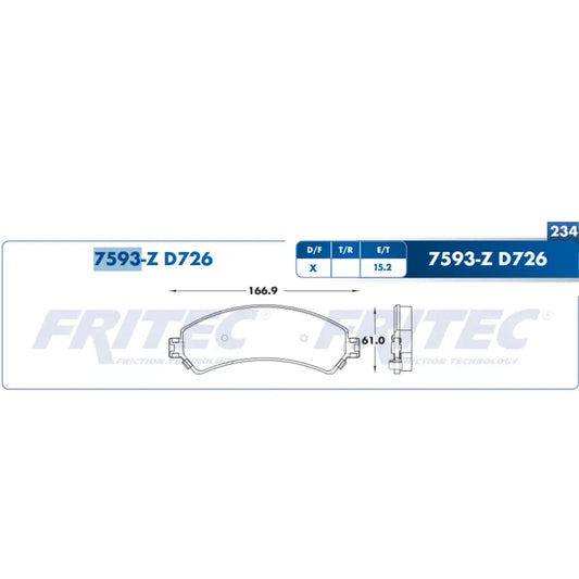 BALATA FRITEC DEL CHEVROLET S10 98-03 /SONOMA 98-04/ BLAZER 97-05 (M7593ZD726FRI)