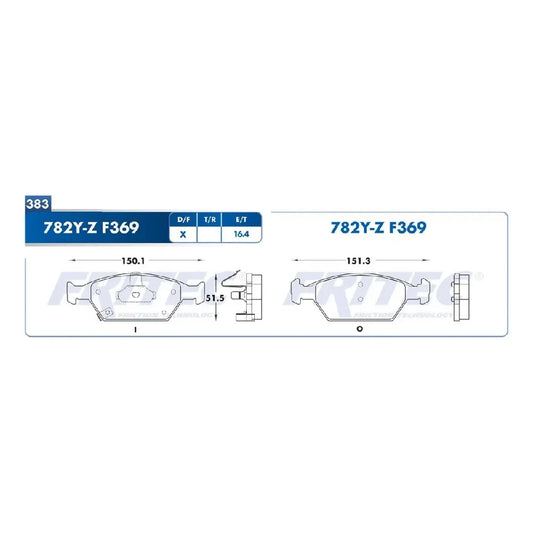 BALATA FRITEC DEL. HONDA CITY 10-13/FIT 10-14.(M782YZF369FRI)