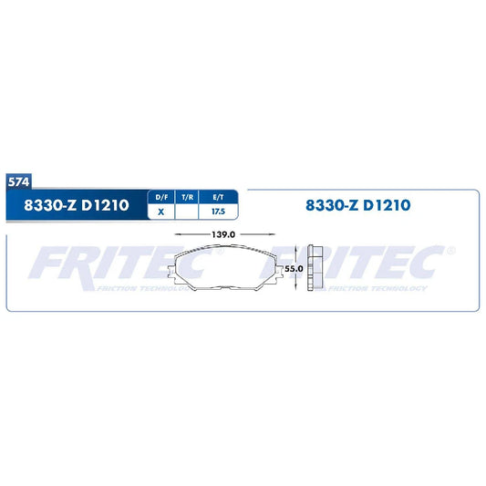 BALATA FRITEC DEL. TOYOTA COROLLA 09-19. (M8330ZD1210FRI)